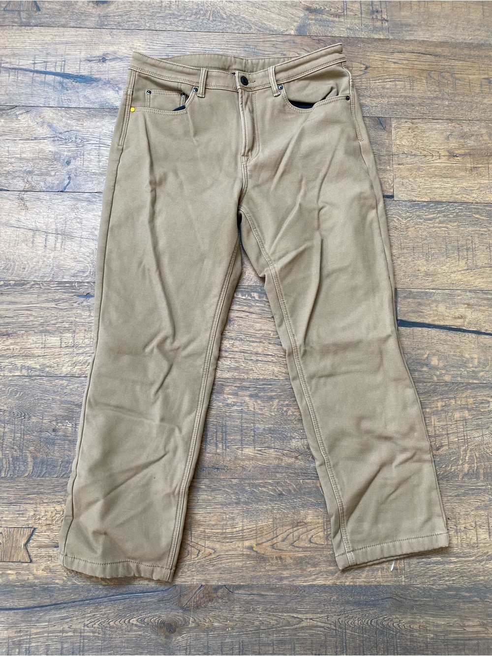 Caterpillar CAT Mens Fleece Lined Stretch Canvas Work Pants Tan 36x30